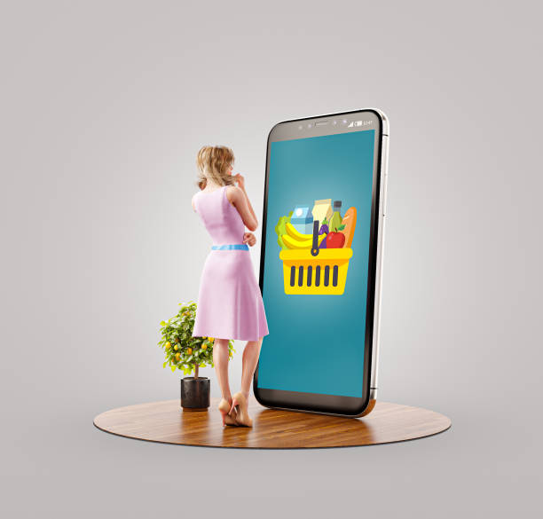 istock Woman makes online grocery order 1221310472