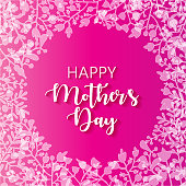 istock Happy Mother's Day, White Floral Lace Frame with Pink Background. Elegant Template for Happy Mother's Day Greeting Cards. 1221310678