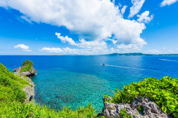 bellissima spiaggia a okinawa. - okinawa prefecture foto e immagini stock