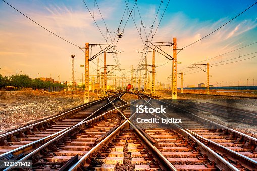istock Railroad Track and switch 1221311412