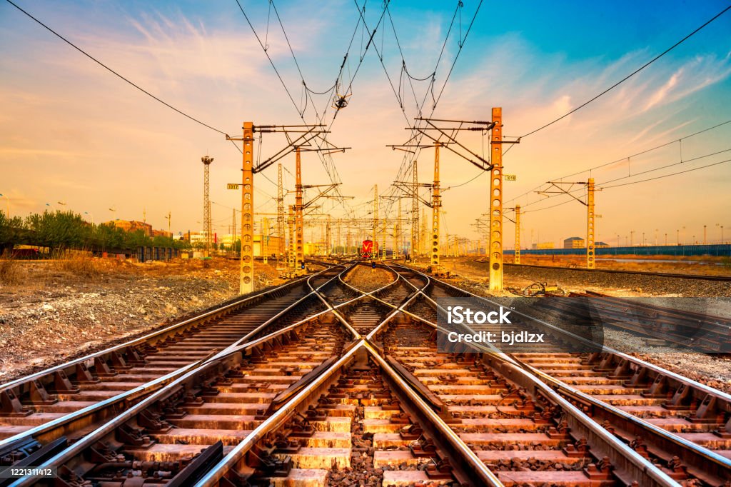 Railroad Track and switch Rail Transportation Stock Photo