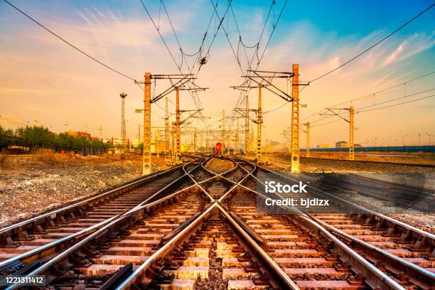 Railroad Track And Switch Stock Photo - Download Image Now - Rail Transportation, Train - Vehicle, Railroad Track