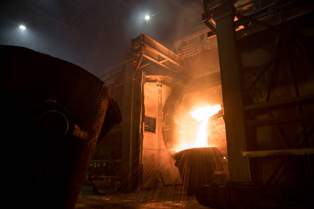 istock Copper smelting at a metallurgical plant 1221312497
