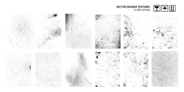 Dirty Grunge Textures Vector Set Set of grunge dirty textures isolated on white. Vector graphic. demolished illustrations stock illustrations
