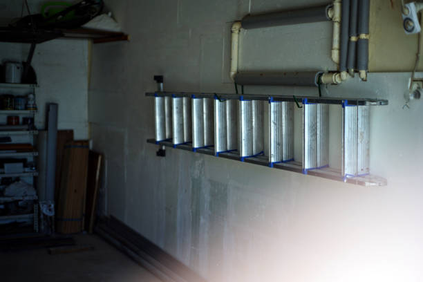ladder in empty garage