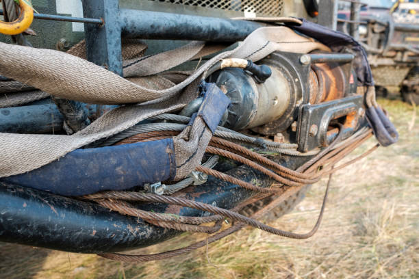 istock the front of the car with a homemade winch 1221322657