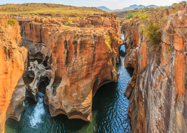 Picture of Bourkes Luck Potholes in Südafrika Photograph of Bourke Luck Potholes in daylight and blue skies photographed in South Africa in September 2013 blyde river canyon stock pictures, royalty-free photos & images