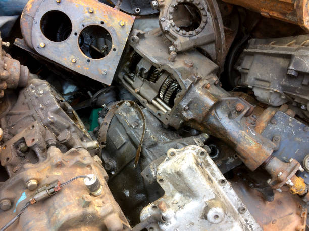 istock Top view of old engine parts. 1221326449
