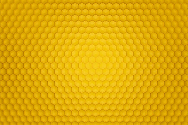istock 3d render yellow abstract background in the form of honeycombs. view from above 1221328336