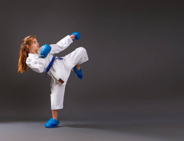 istock Girl karate in kimono 1221329099