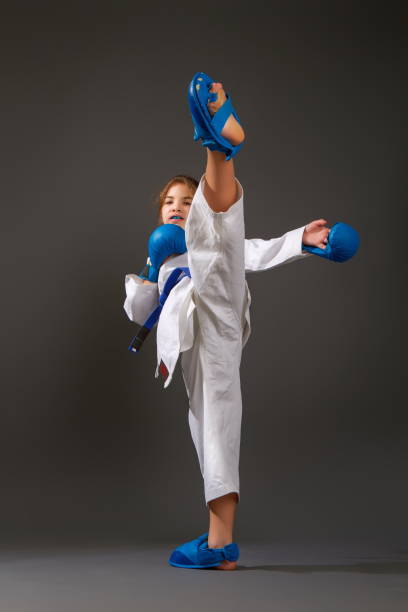 istock Girl karate in kimono 1221329242