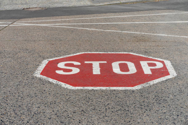 istock High Angle View Of Stop Sign On Street 1221331943