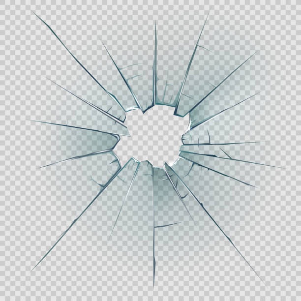 ilustrações de stock, clip art, desenhos animados e ícones de broken and cracked glass with realistic shatters - breaking glass