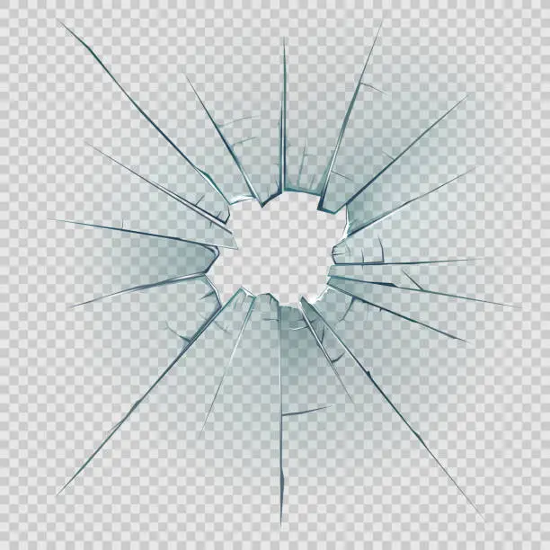 Vector illustration of Broken and cracked glass with realistic shatters