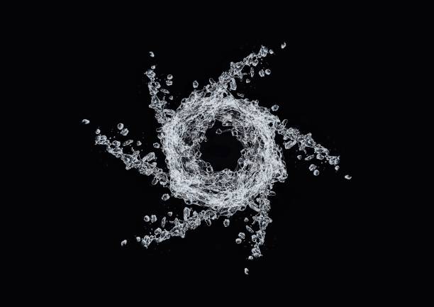 istock Black background with abstract water swirl 1221339922