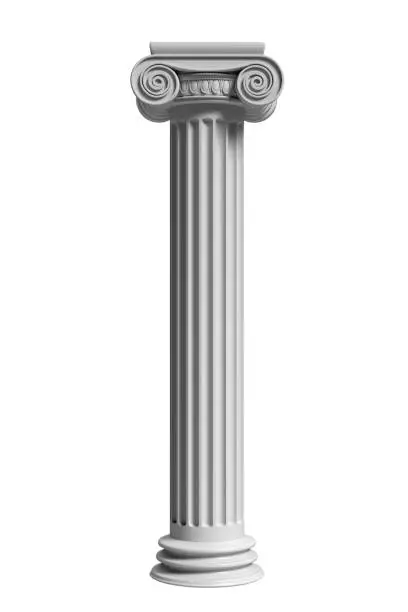 Photo of Marble pillar column classic greek isolated against white background. 3d illustration