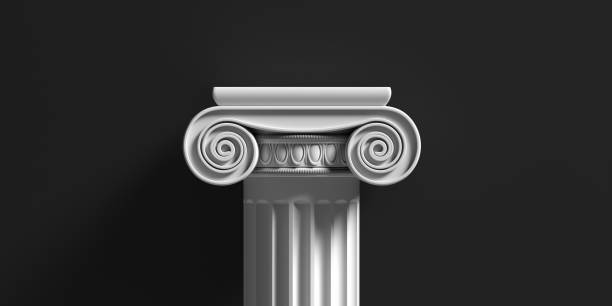 istock Marble pillar column classic greek against black background. 3d illustration 1221342513