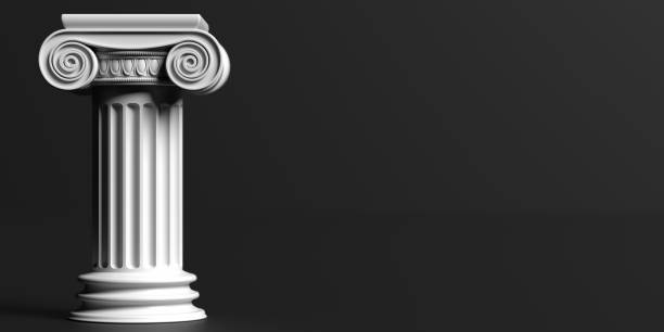 istock Marble pillar column classic greek against black background. 3d illustration 1221342517