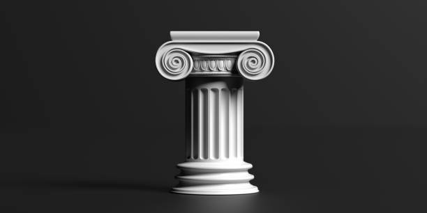 istock Marble pillar column classic greek against black background. 3d illustration 1221342798
