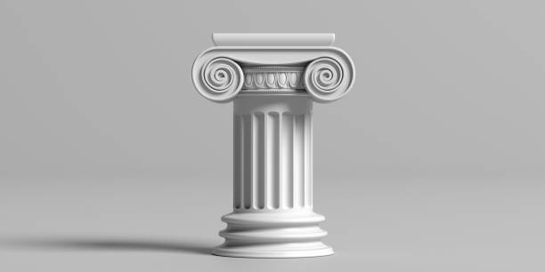 istock Marble pillar column classic greek against gray background. 3d illustration 1221343044