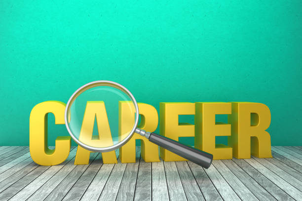 istock 3D Word CAREER with Magnifying Glass - 3D Rendering 1221344485
