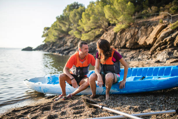 istock Spanish Kayakers in 30s and 40s After Morning Exercise 1221345571