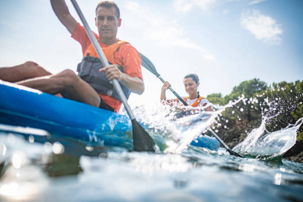 istock Dynamic View of Spanish Kayakers Paddling in Unison 1221345595