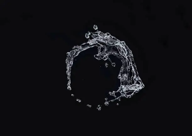 Photo of Black background with abstract water circle