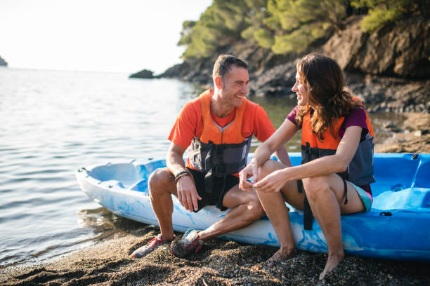Spanish Kayakers in 30s and 40s After Morning Exercise
