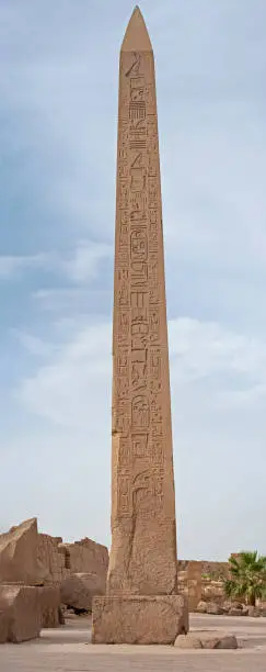 Photo of Obelisk with hieroglyphics at ancient egyptian Karnak Temple