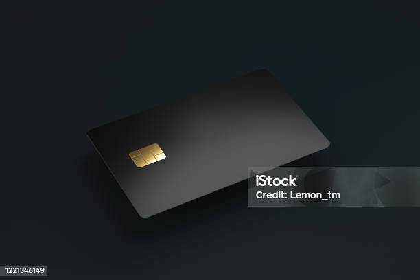 Blank Credit Or Smart Cards With Emv Chip On Dark Background And Ecommerce Business Concept Business Cards Template 3d Rendering Stock Photo - Download Image Now