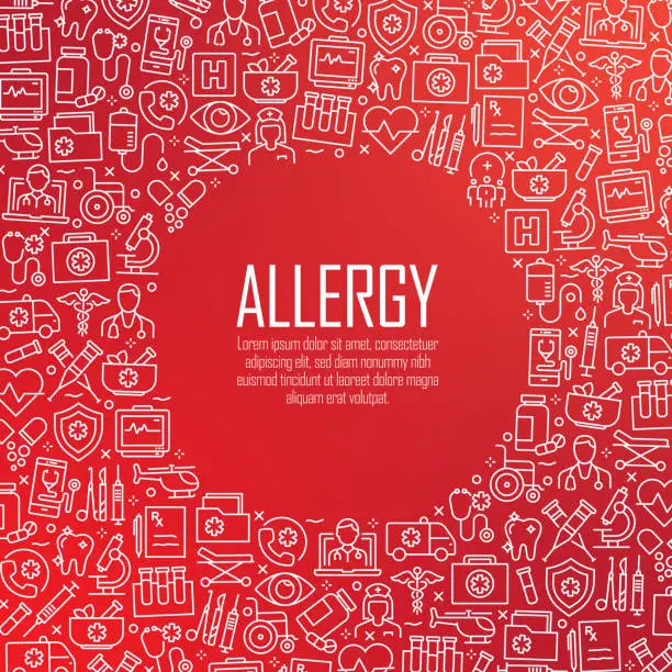 Vector illustration of ALLERGY - Healthcare and Medical Concept Vector Pattern and Abstract Background.