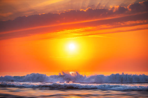 istock Beautiful sunrise over the tropical sea 1221347597