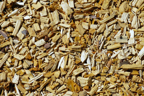 istock Wood chips in small pieces close-up. 1221348852