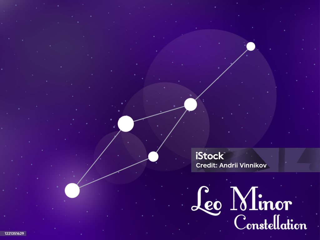 Leo Minor constellation. Starry night sky. Cluster of stars, galaxy. Deep space. Vector illustration Abstract stock vector