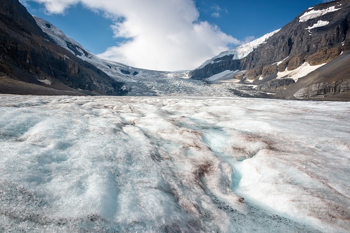 Athabasca glacier in Columbia Icefield, Jasper National park,  Rocky Mountains, Alberta, Canada