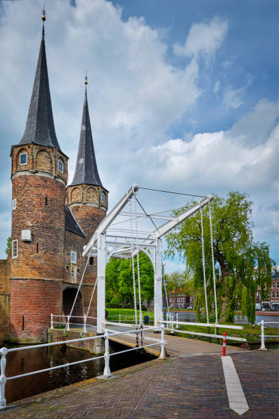 istock Oostport Eastern Gate of Delft at night. Delft, Netherlands 1221361041