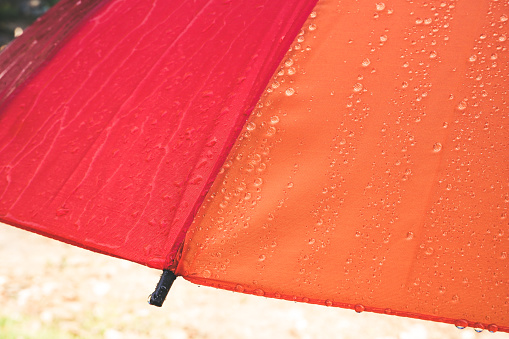 drop on umbrella, background fabric texture of umbrella