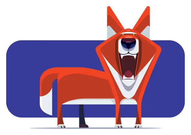 Vector illustration of fox yawning