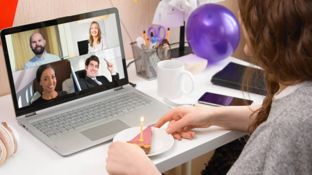 istock Woman celebrating birthday from home 1221367003