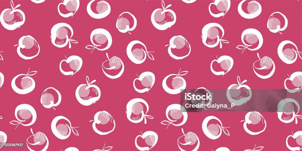 Pink Apple Pattern Simple Hand Drawn Little Pink Apples Pattern Stock Illustration ...