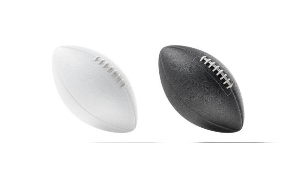 istock Blank white american soccer ball mock up set, no gravity 1221368719