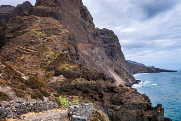 istock Cliffs and ocean view in Santo Antao island, Cape Verde 1221369696
