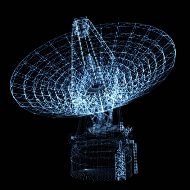 Abstract Communication Concept with a Large Satallite Dish. 3D Render