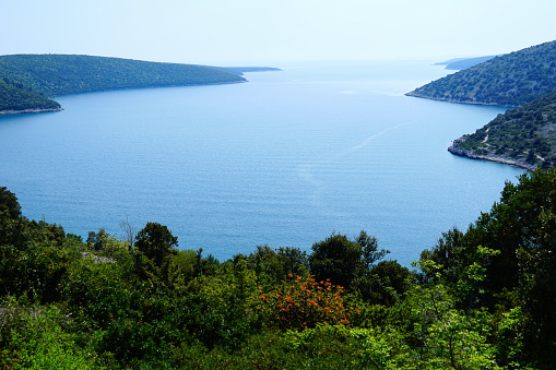 View of the beautiful seascape and idyllic nature on the Croatian peninsula of Istria