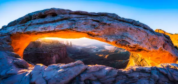 Photo of Mesa arch,Canyonland National park  when sunrise,Moab,Utah,usa.