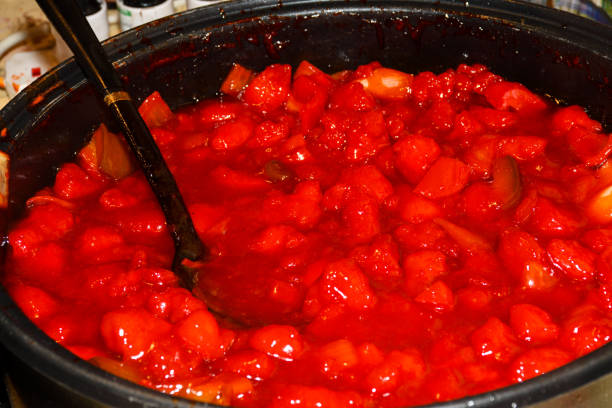 istock Sweet and sour chicken stew, intense red 1221372047