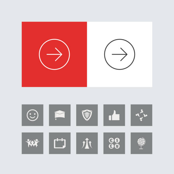 Creative Right Side Arrow Line Icons with Bonus Icons Creative Right Side Arrow Line Icons. start point stock illustrations