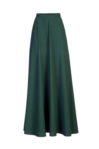 istock Green long maxi skirt isolated on white background 1221373187