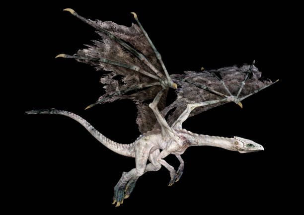 istock 3D illustration fantasy dragon on black 1221373584